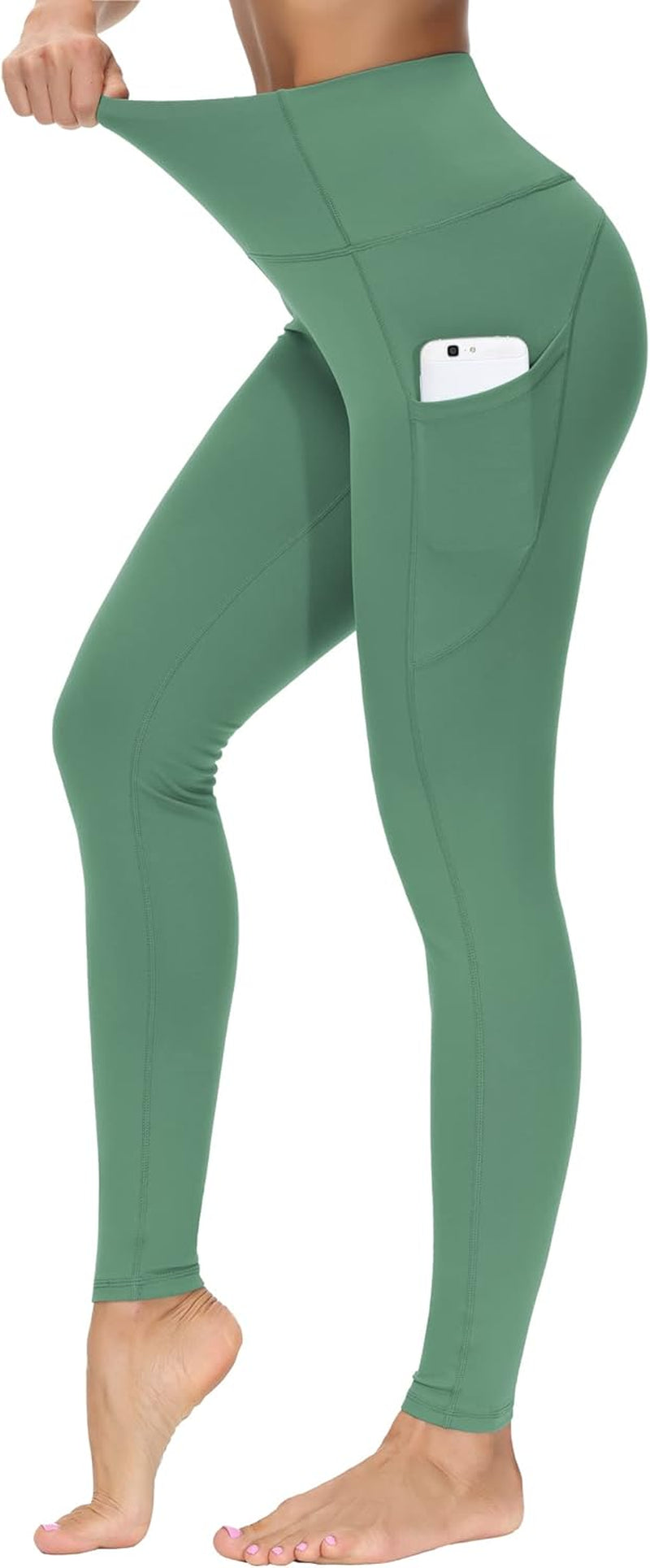 Thick High Waist Yoga Pants with Pockets, Tummy Control Workout Running Yoga Leggings for Women