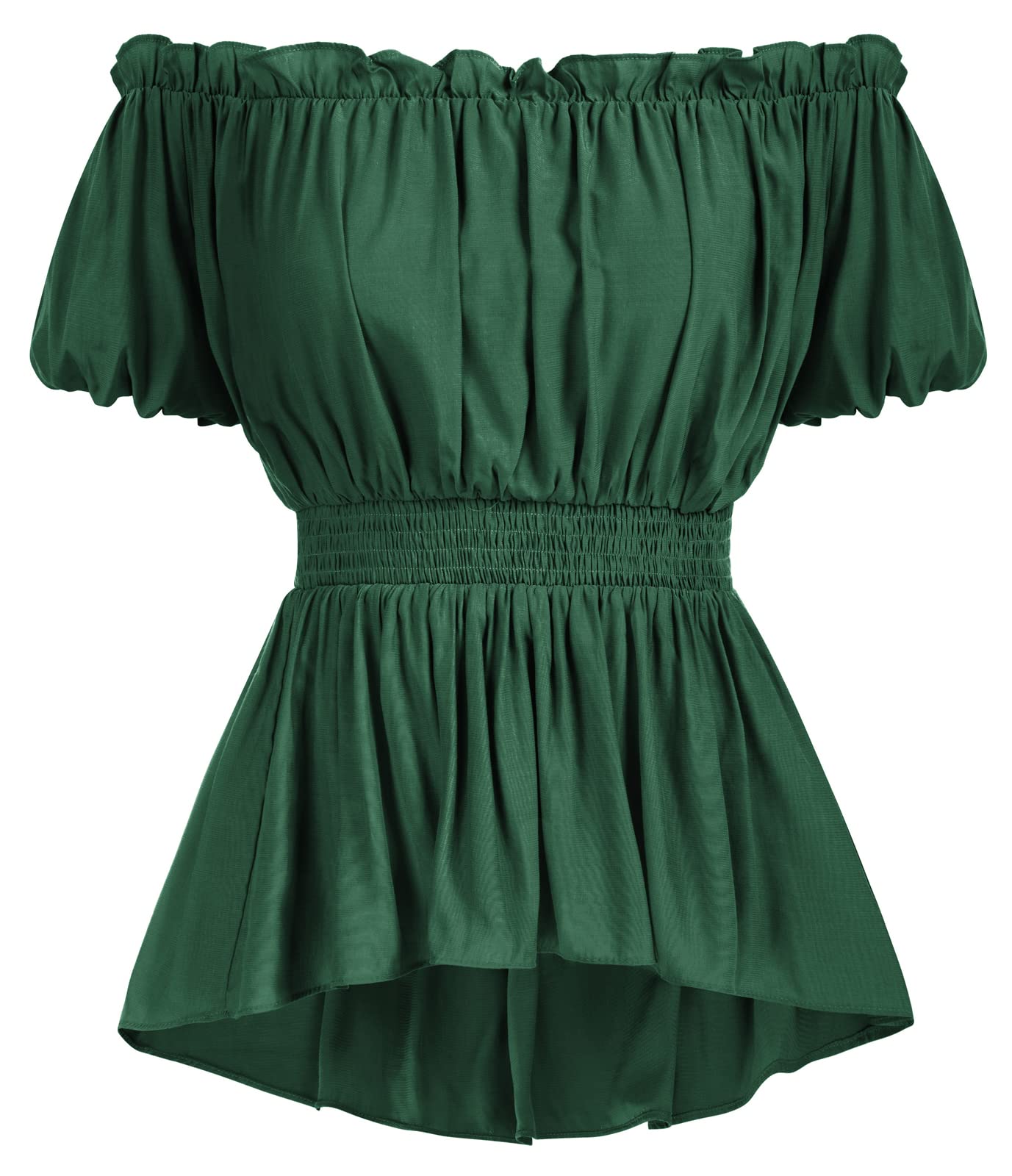 Renaissance Shirt Women Peasant Blouses for Women Corset Tops Dark Green XL