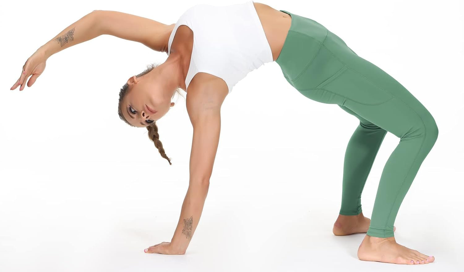 Thick High Waist Yoga Pants with Pockets, Tummy Control Workout Running Yoga Leggings for Women