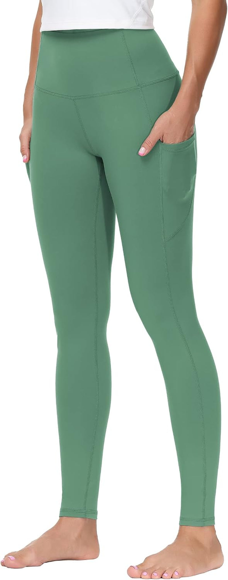 Thick High Waist Yoga Pants with Pockets, Tummy Control Workout Running Yoga Leggings for Women
