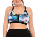 Plus Size Yoga Wear Set with Geometric Print Sports Bra