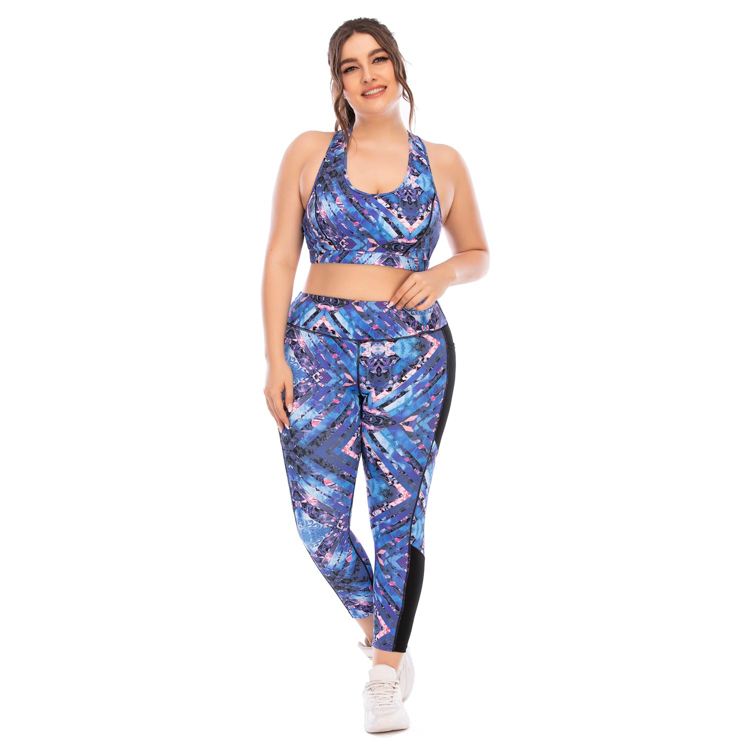 Plus Size Yoga Wear Set with Sports Bra for Women