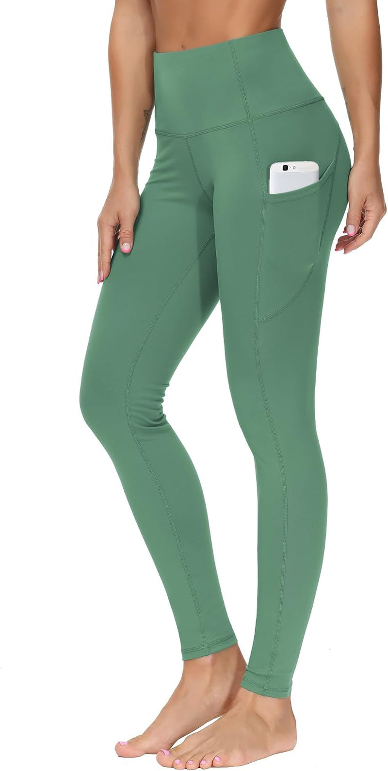 Thick High Waist Yoga Pants with Pockets, Tummy Control Workout Running Yoga Leggings for Women